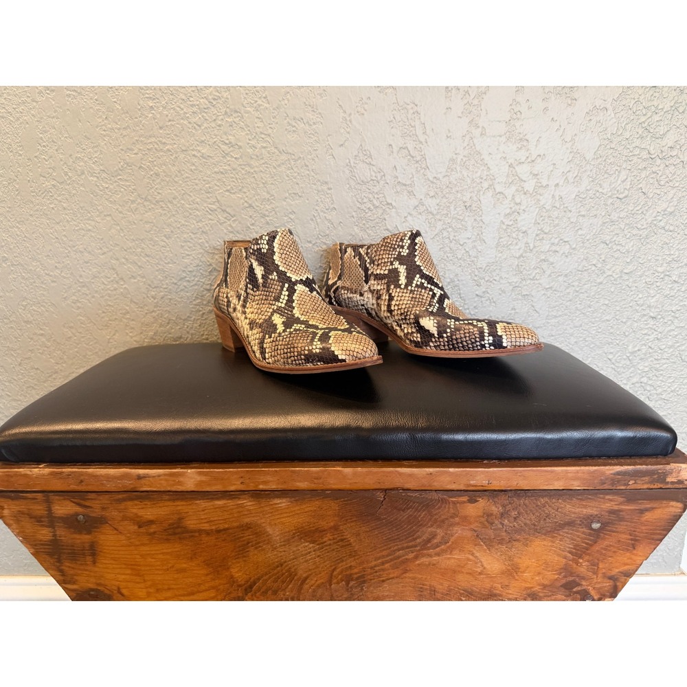 Madewell Snakeskin Embossed Leather Ankle Booties Brown Tan Python Size 8.5